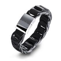 Кожаный браслет на магнитной застежке